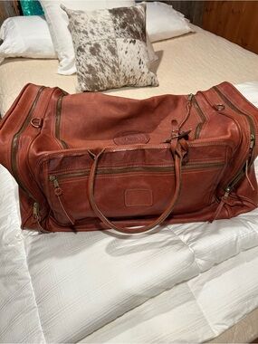 Orvis Rustic Red Leather Travel Duffel